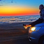 【rinajudy さん/石川】 東京→山梨→長野→新潟→富山→石川まで一日目は行けました！ 真田幸村の上田城と富山の車で砂浜ドライブできるドライブウェイは最高！ 今日は金沢で北陸名物かしわ鍋を堪能します。 #金沢#石川県#富山県#ドライブウェイ#ドライブ#夕日#砂浜#海#新潟#長野#山梨#東京#タビジョ#初ルック#国内行ける所まで一周中